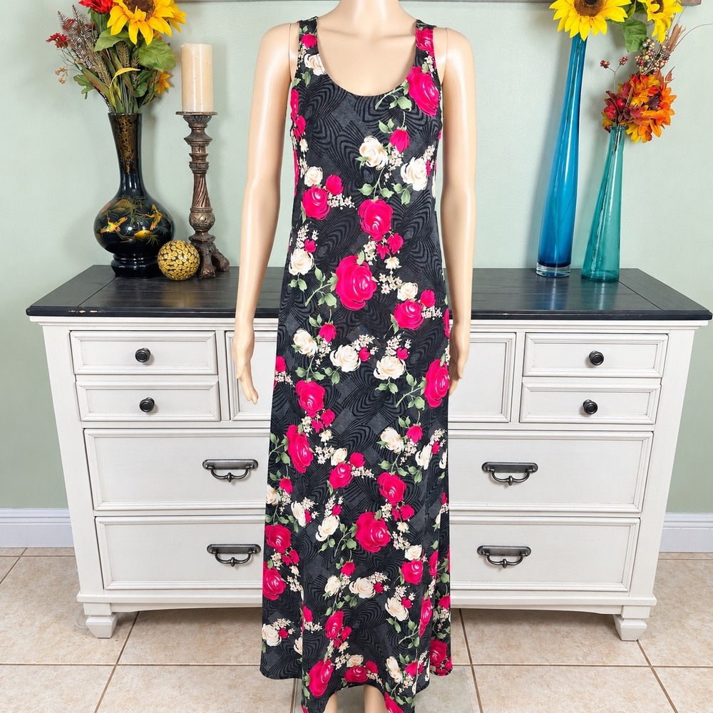 Vintage Voir Collection Maxi Dress Romantic Gothic Garden Rose Floral Medium - Picture 5 of 6